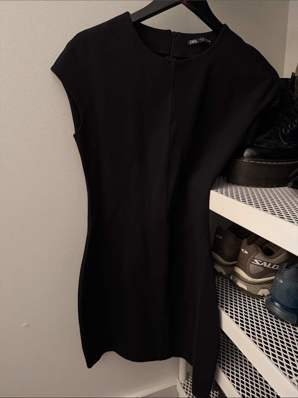 Zara Black Cap-Sleeve Mini Dress